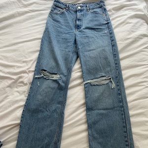 Zara wide leg ripped jeans
